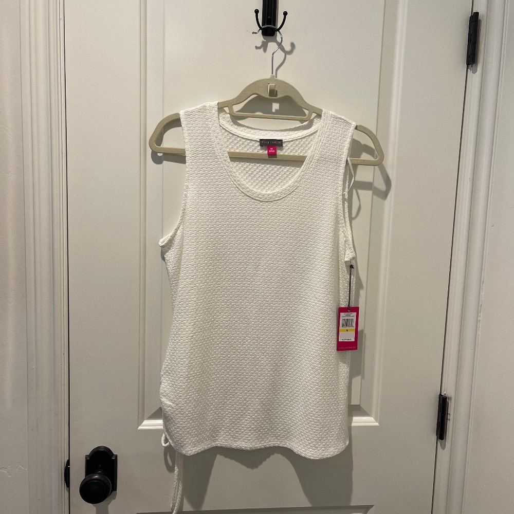 White Textured Tank Top